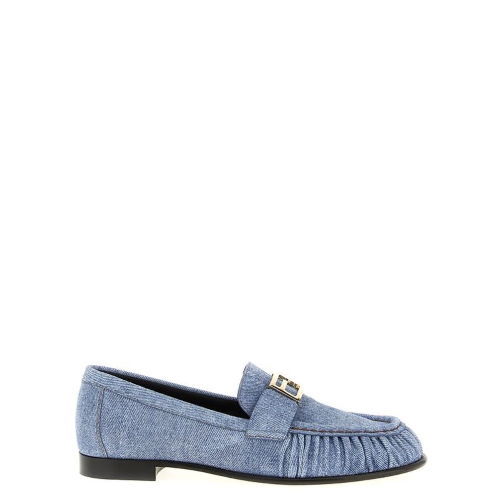 Fendi Blue Calfskin Slip-On Women's Loafers